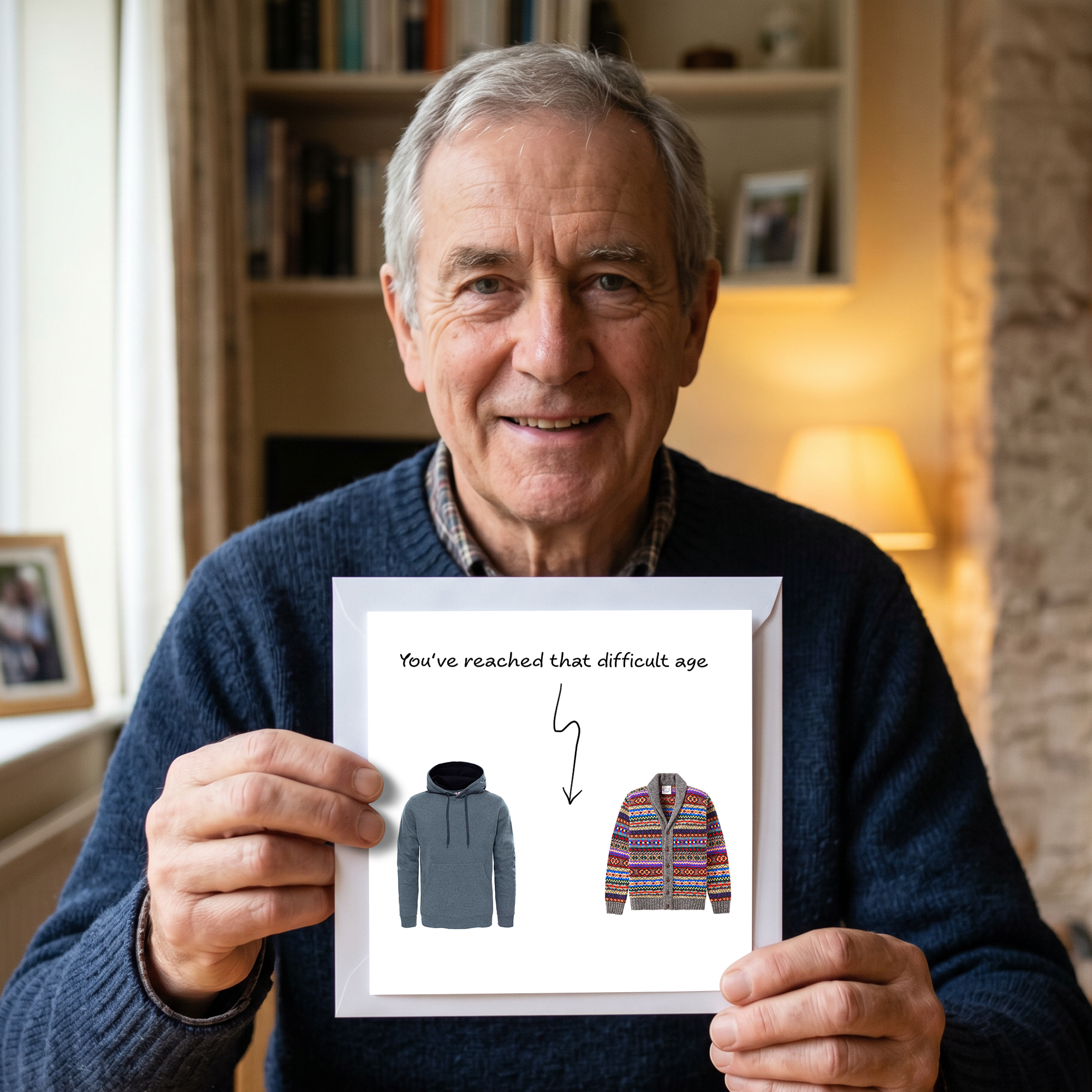 Funny Birthday Card for Dad, husband, boyfriend, male friend, men, uncle humorous cheeky 30th 40th 50th Birthday Card Cardigan