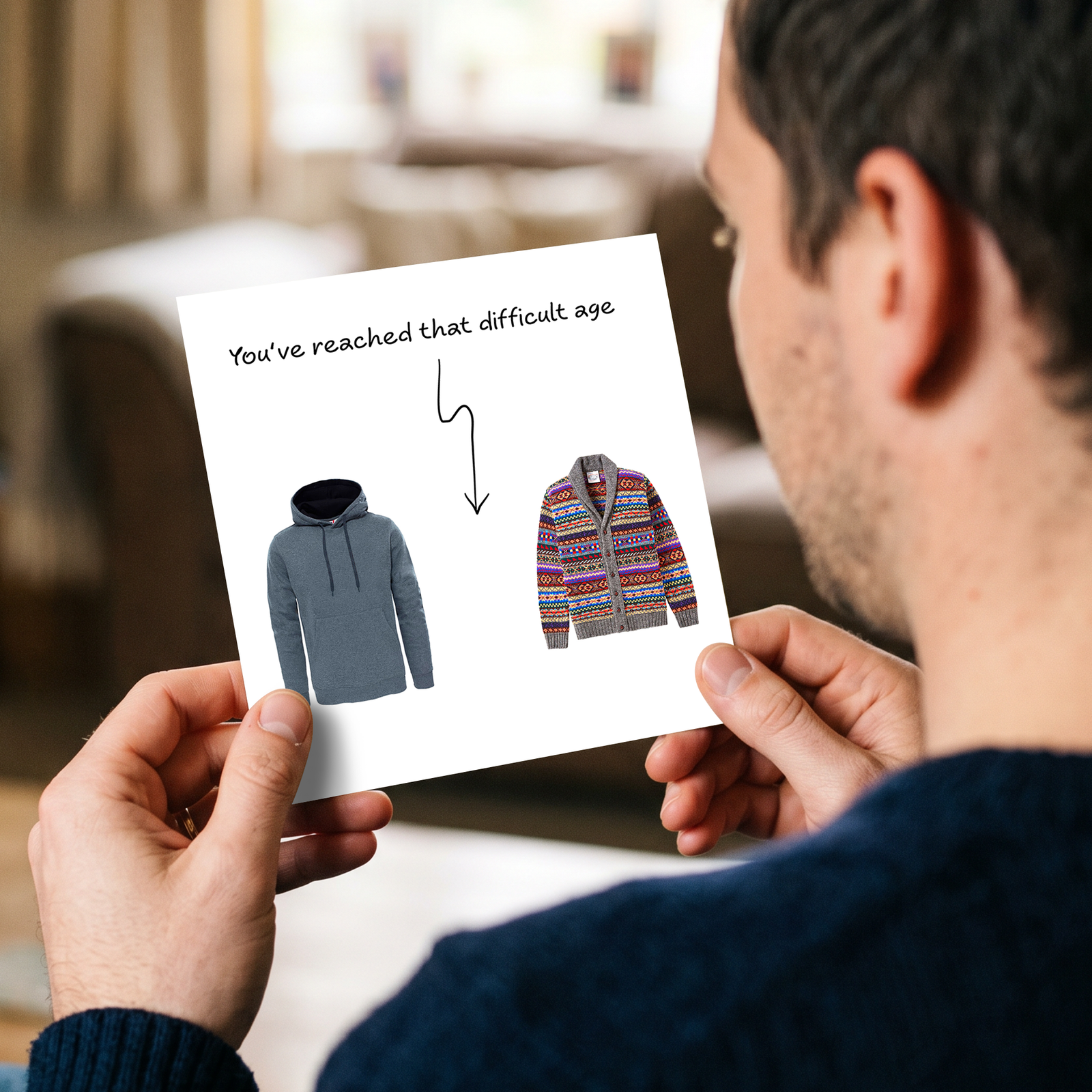 Funny Birthday Card for Dad, husband, boyfriend, male friend, men, uncle humorous cheeky 30th 40th 50th Birthday Card Cardigan