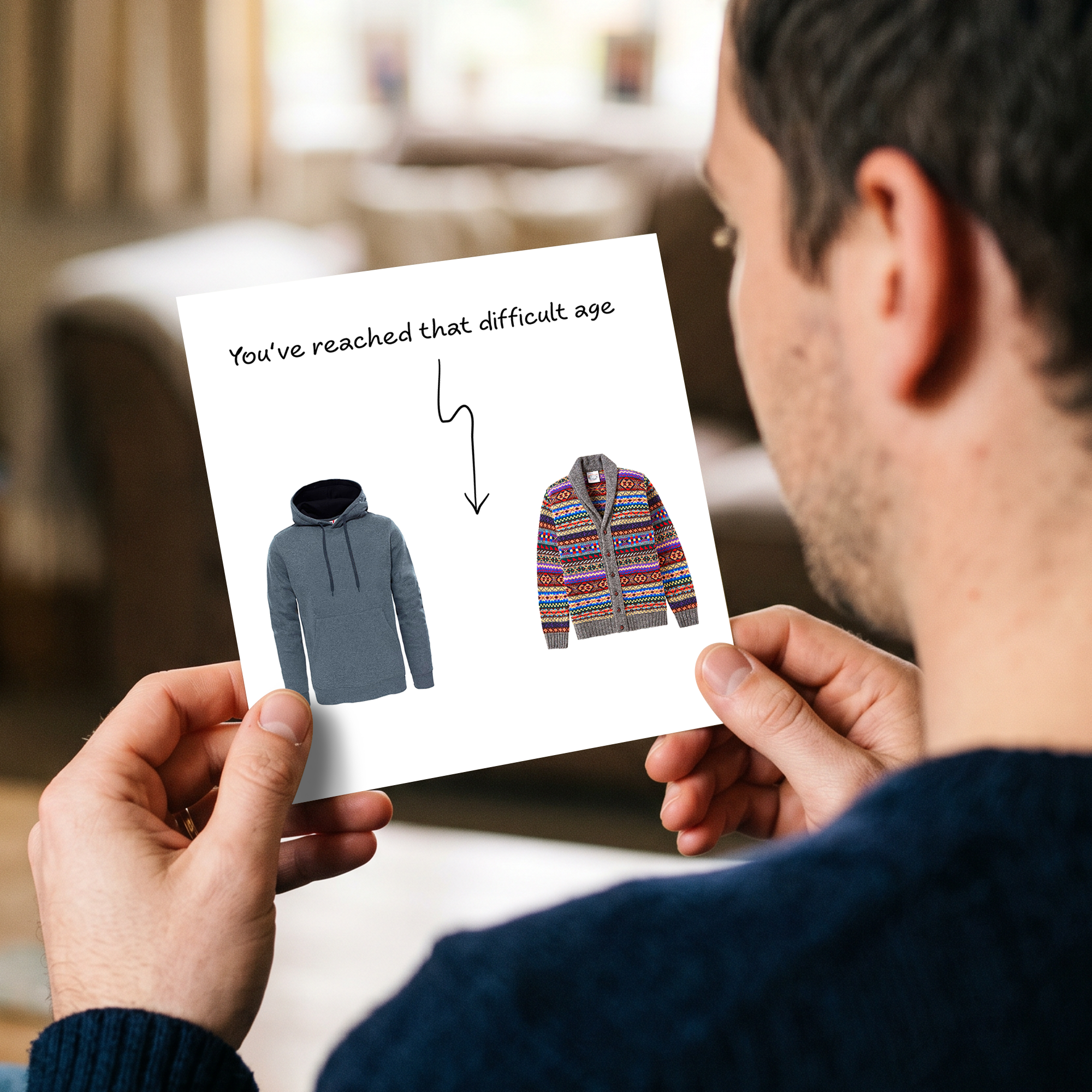 Funny Birthday Card for Dad, husband, boyfriend, male friend, men, uncle humorous cheeky 30th 40th 50th Birthday Card Cardigan