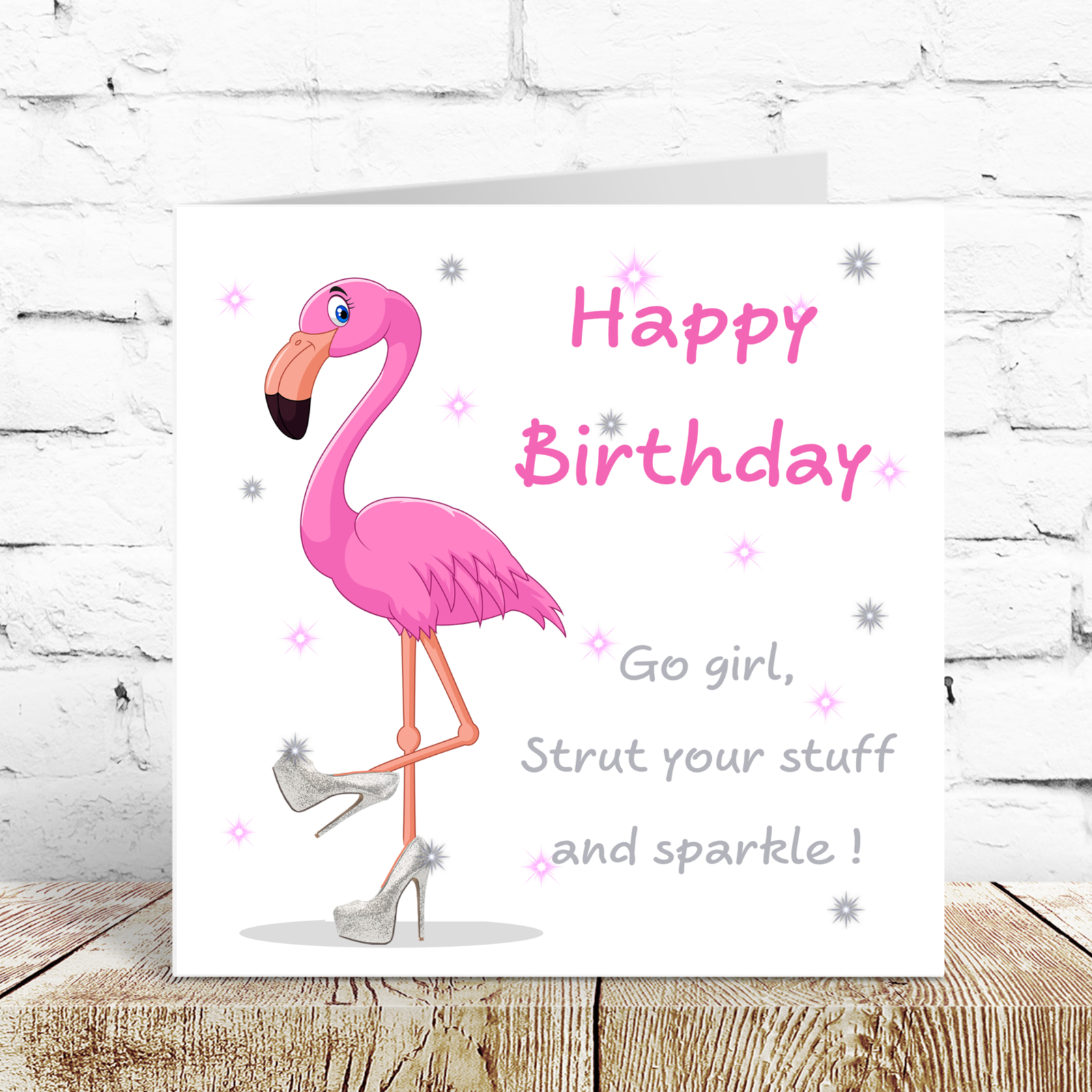 Girl friend Birthday Card, Girlfriend, Mum Mom, Best Friend Daughter, Special Friend Card. BFF card. Funny Humorous Card Flamingo shoes.