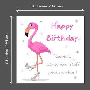Girl friend Birthday Card, Girlfriend, Mum Mom, Best Friend Daughter, Special Friend Card. BFF card. Funny Humorous Card Flamingo shoes.