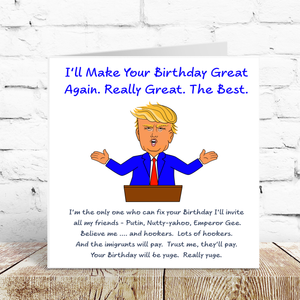 Donald Trump Birthday Card Make America Great Again MAGA Funny Humor 2024 US Election