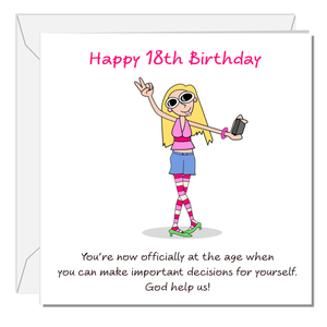 Funny 18th Birthday Card for Female Daughter Sister Instagram TikTok Humorous Amusing Eighteenth