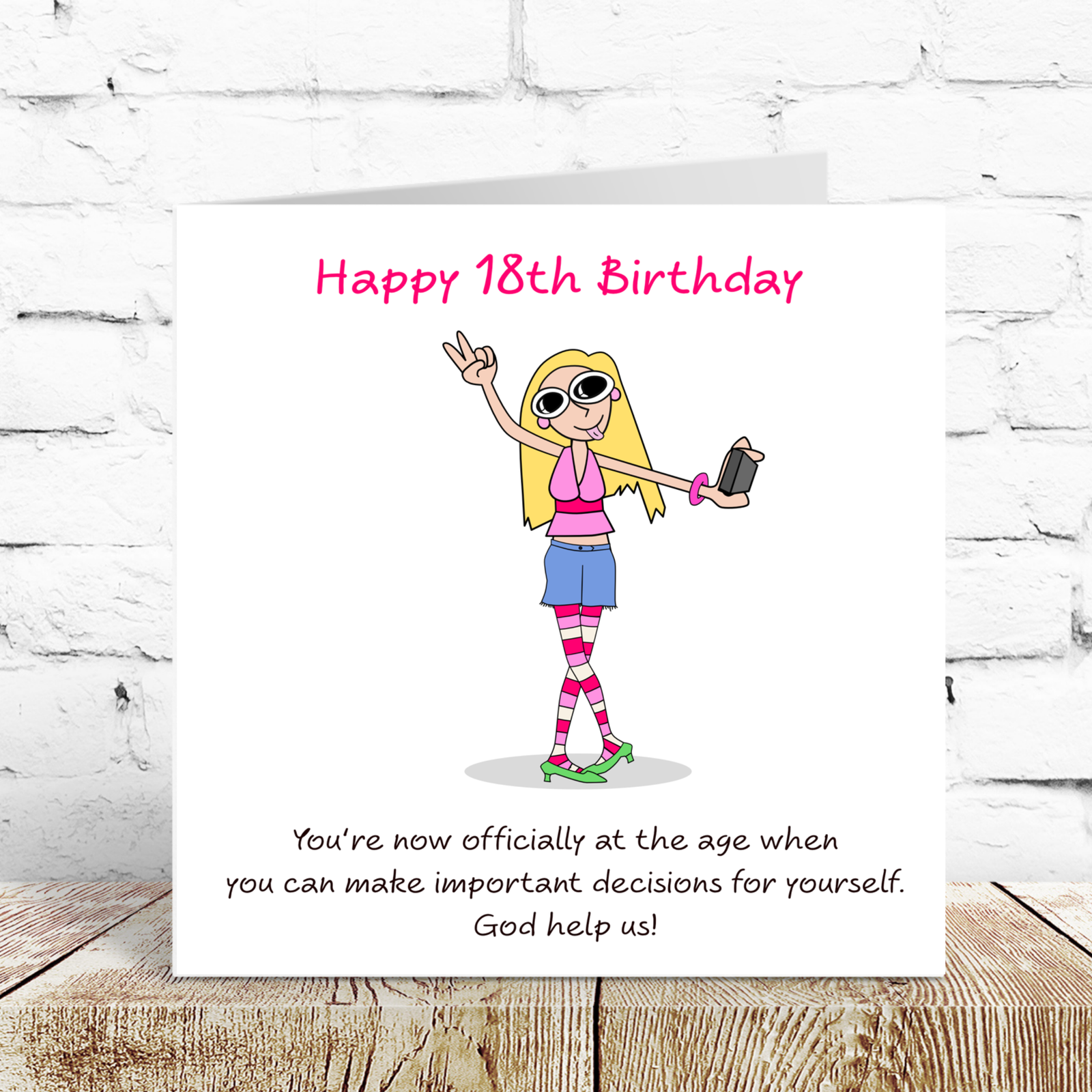 Funny 18th Birthday Card for Female Daughter Sister Instagram TikTok Humorous Amusing Eighteenth