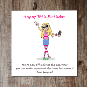 Funny 18th Birthday Card for Female Daughter Sister Instagram TikTok Humorous Amusing Eighteenth