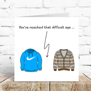 Funny Birthday Card for husband, boyfriend, male friend, men, uncle - humorous amusing - 30th 40th 50th Birthday Card Cardigans getting old