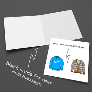 Funny Birthday Card for husband, boyfriend, male friend, men, uncle - humorous amusing - 30th 40th 50th Birthday Card Cardigans getting old