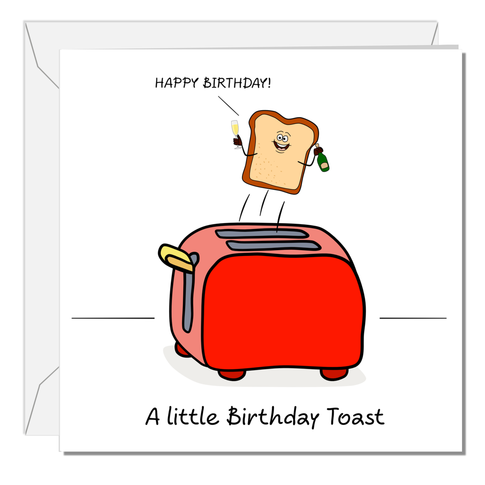 Funny Birthday Card - Celebration Birthday Toast - Fun Humorous Cute Cartoon Joke - Male Female Him Her