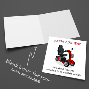 Funny Birthday Card - Electric Vehicle Car - 60th 70th 80th Birthday - Humorous Getting Old Ageing - Male Female Him Her