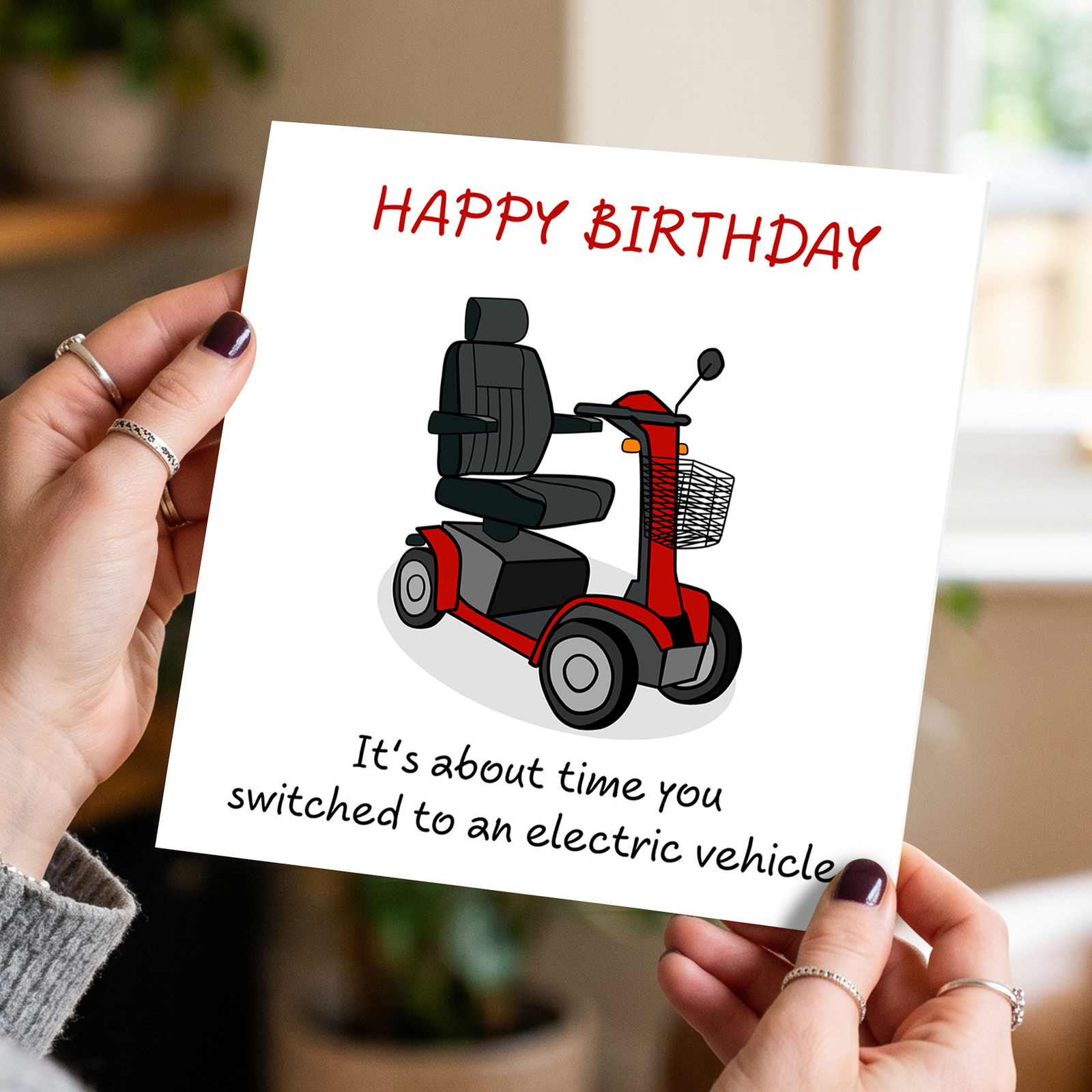 Funny Birthday Card - Electric Vehicle Car - 60th 70th 80th Birthday - Humorous Getting Old Ageing - Male Female Him Her