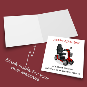 Funny Birthday Card - Electric Vehicle Car - 60th 70th 80th Birthday - Humorous Getting Old Ageing - Male Female Him Her
