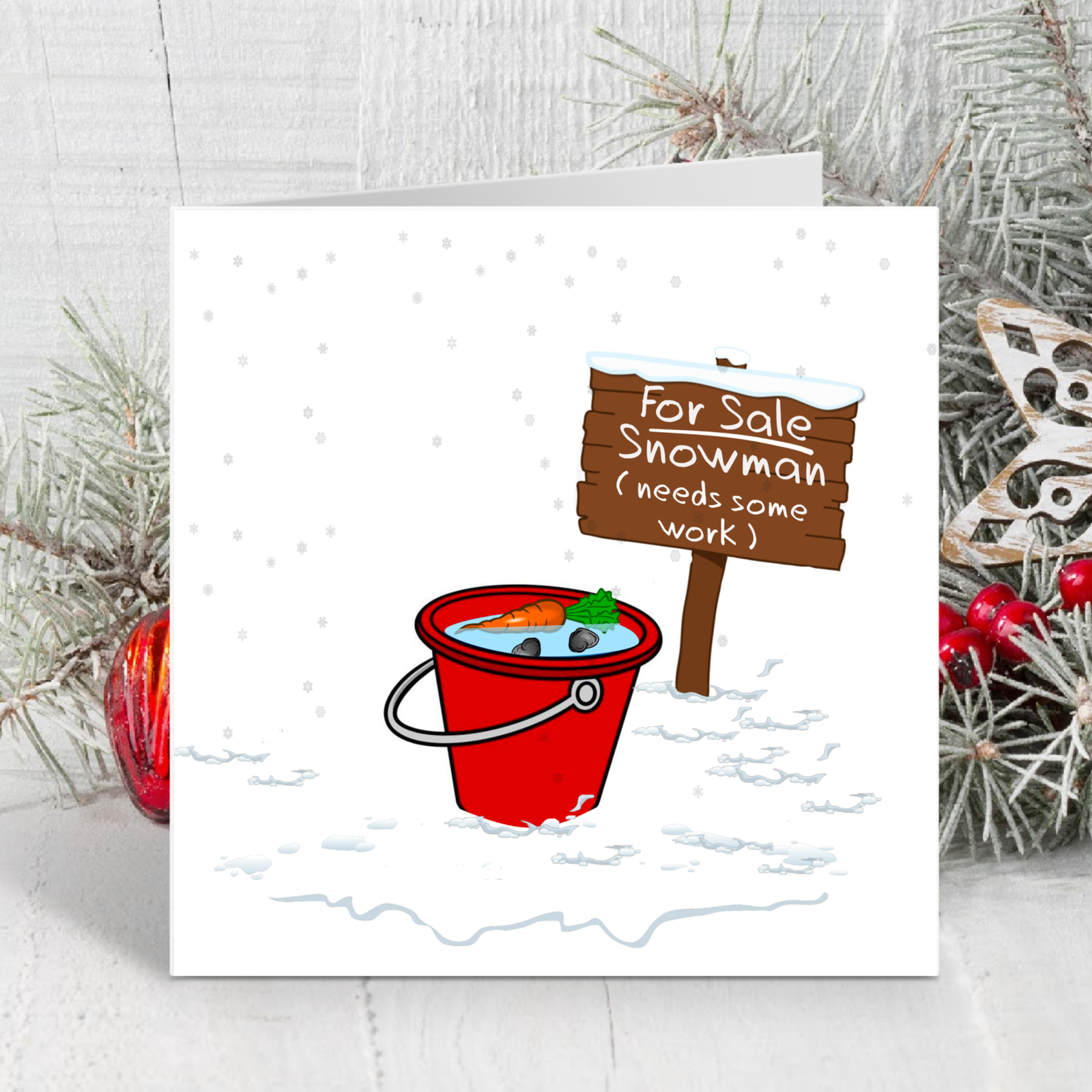 Funny Christmas Card snowman card  for family, kids, children, teacher, family amusing cartoon humorous snow