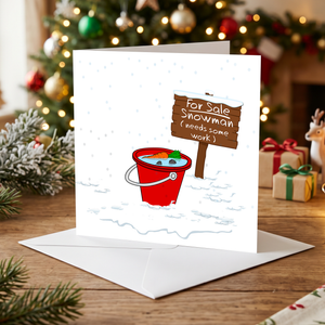 Funny Christmas Card snowman card  for family, kids, children, teacher, family amusing cartoon humorous snow