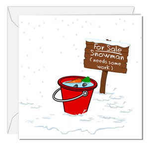 Funny Christmas Card snowman card  for family, kids, children, teacher, family amusing cartoon humorous snow