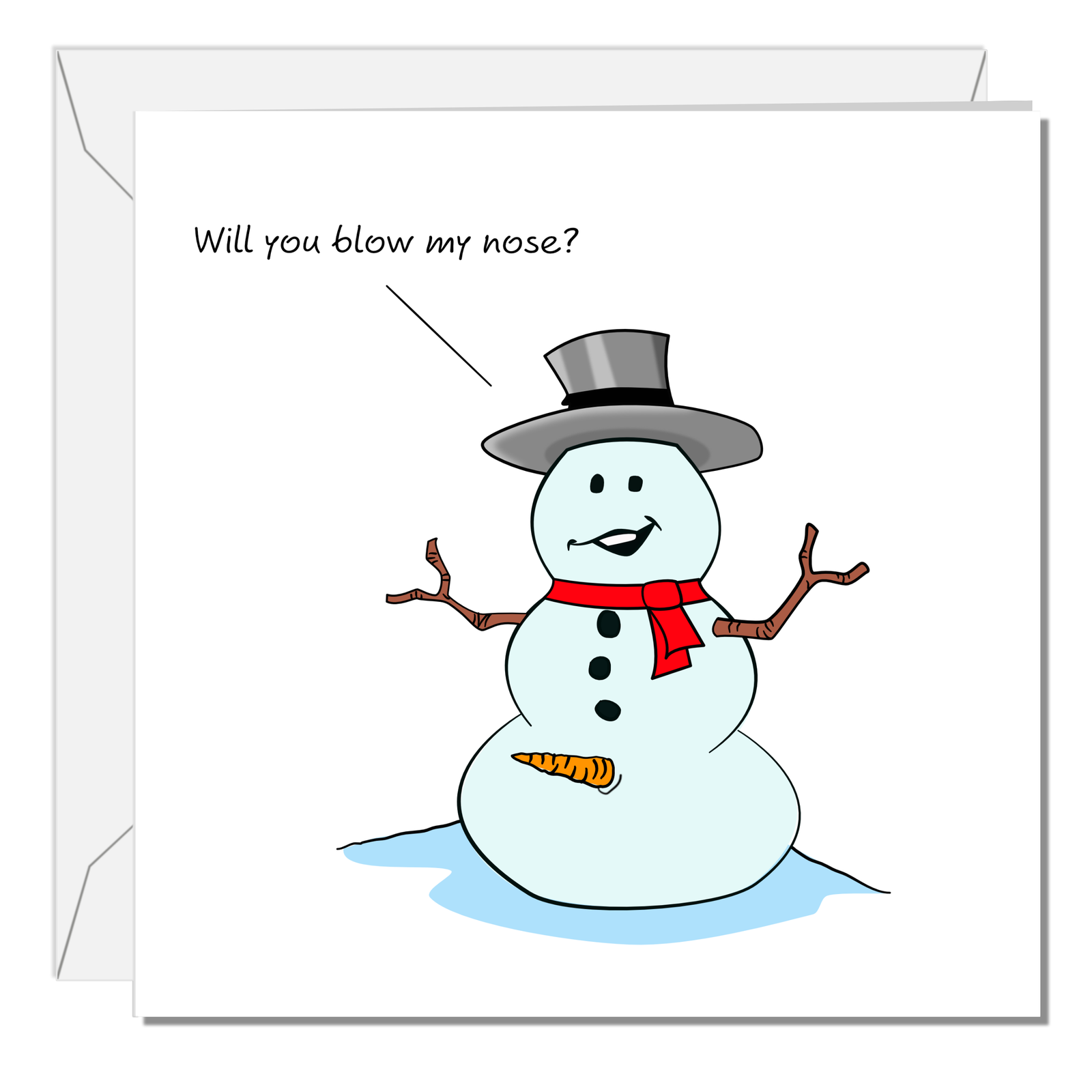 Naughty Christmas Card for girlfriend or wife - sexy, adult and rude Snowman - humorous amusing