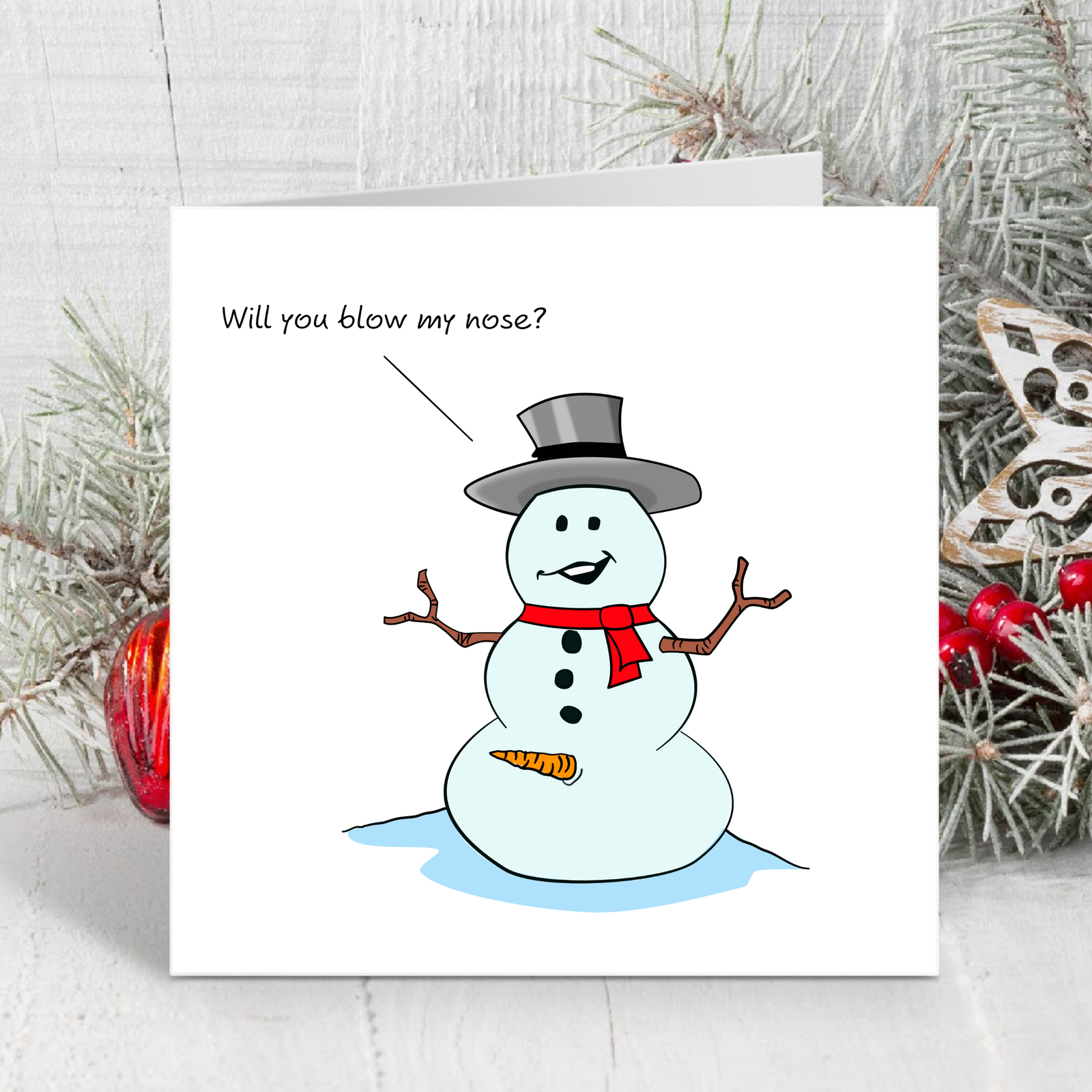 Naughty Christmas Card for girlfriend or wife - sexy, adult and rude Snowman - humorous amusing