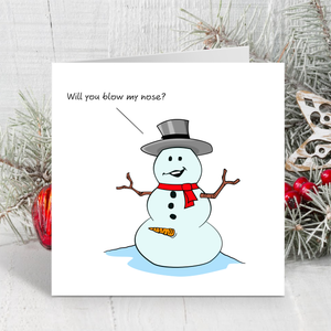 Naughty Christmas Card for girlfriend or wife - sexy, adult and rude Snowman - humorous amusing
