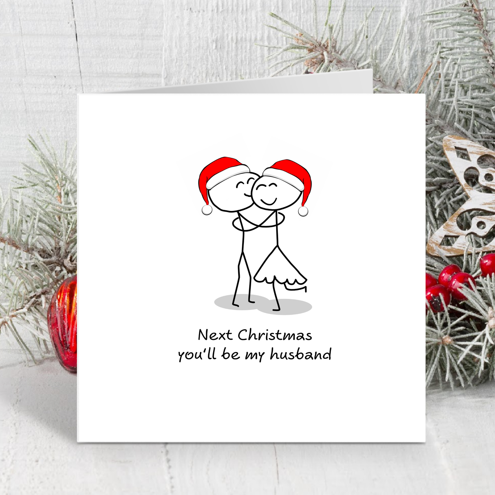 Fiance Christmas Card - Romantic Love Christmas - boyfriend, future husband - engagement married