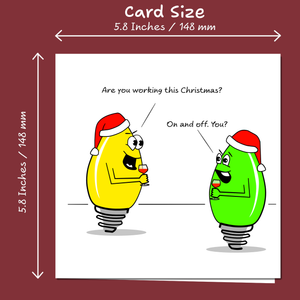 Funny Joke Christmas Card for family, friends, children, work colleague - humorous humour lights tree decoration
