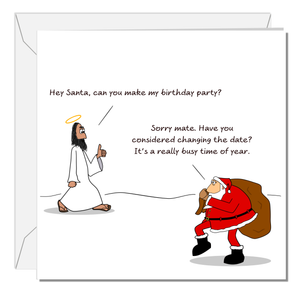 Funny Christmas Card - Jesus and Santa Claus - Humorous / Humor - Joke Cartoon
