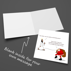 Funny Christmas Card - Jesus and Santa Claus - Humorous / Humor - Joke Cartoon
