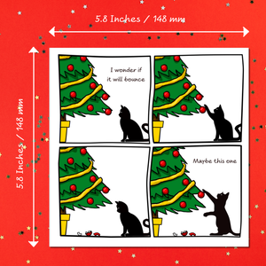 Funny Cat Christmas Card for your Friends or Family Will it Bounce Tree and Baubles Humorous / Humour