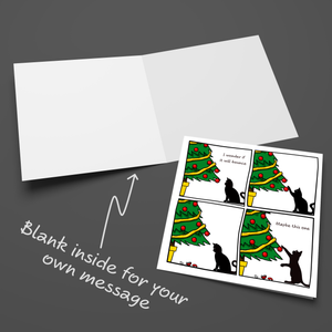 Funny Cat Christmas Card for your Friends or Family Will it Bounce Tree and Baubles Humorous / Humour