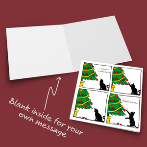 Funny Cat Christmas Card for your Friends or Family Will it Bounce Tree and Baubles Humorous / Humour