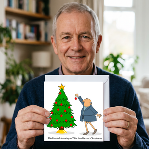 Funny Christmas Card for Dad Mum Husband Wife Brother Sister Son Daughter Parents Special Friends - Rude Adult Cheeky Humorous - Baubles Laugh