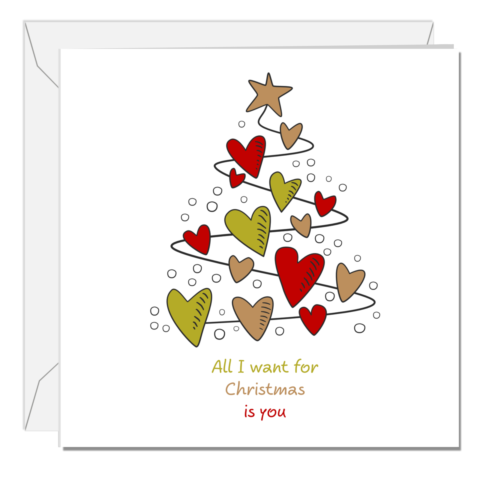 Romantic Christmas Card Love Christmas Girlfriend Boyfriend Wife Husband All I want for Christmas  Love You Special