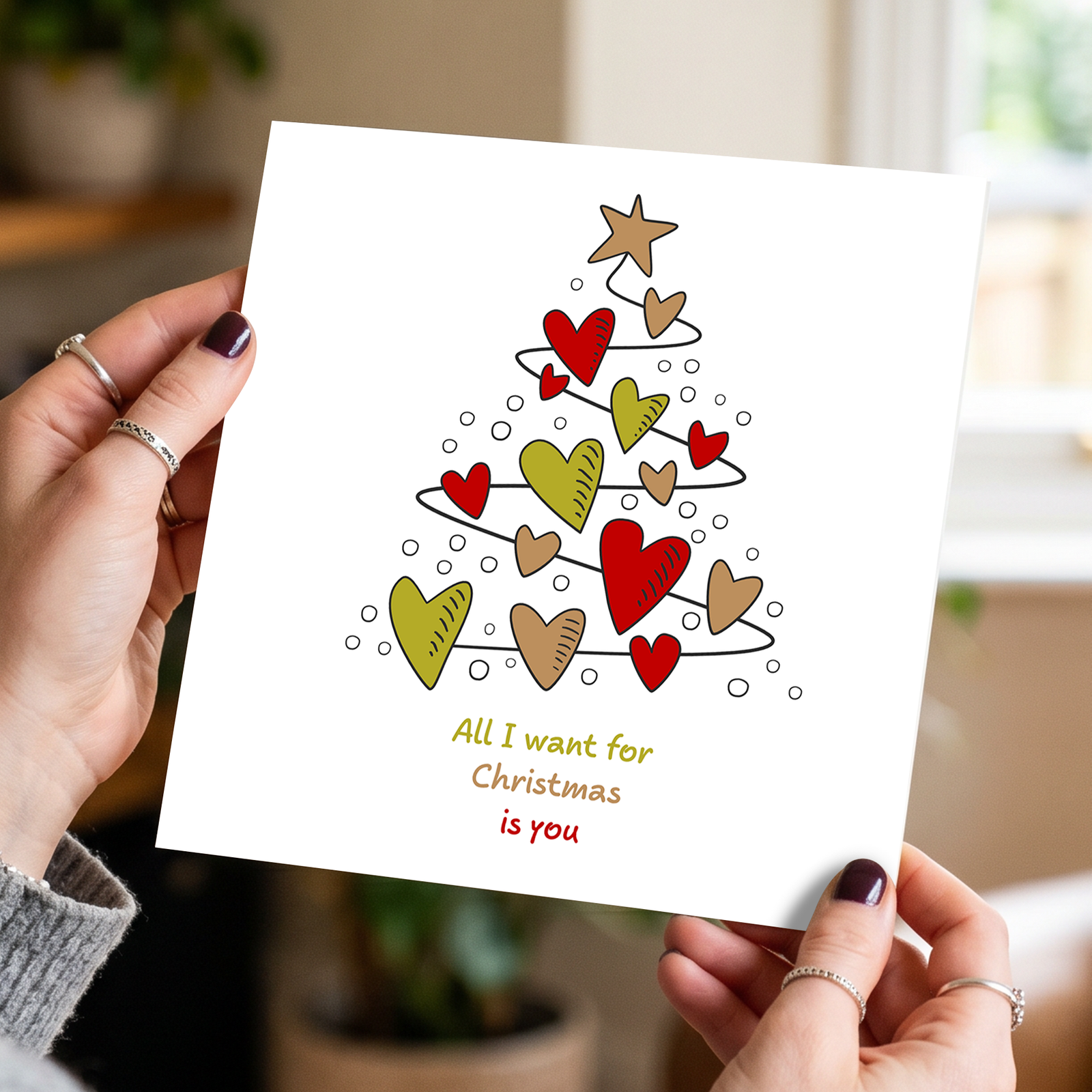 Romantic Christmas Card Love Christmas Girlfriend Boyfriend Wife Husband All I want for Christmas  Love You Special