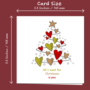Romantic Christmas Card Love Christmas Girlfriend Boyfriend Wife Husband All I want for Christmas  Love You Special