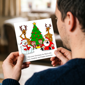 Funny Christmas Card for your Special Friends or Family - Love Laughter Memories - Santa Elves Reindeer Snowman - Humorous / Humour