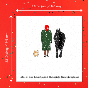 Queen Christmas Card in 2023 In Memory of Queen Elizabeth 2 in our Hearts ad thoughts Corgi, Horse & Royal Family Funeral King Charles 3