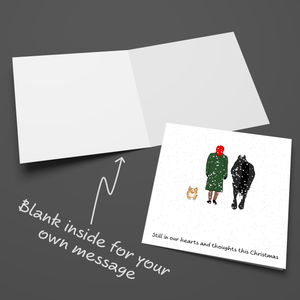 Queen Christmas Card in 2023 In Memory of Queen Elizabeth 2 in our Hearts ad thoughts Corgi, Horse & Royal Family Funeral King Charles 3