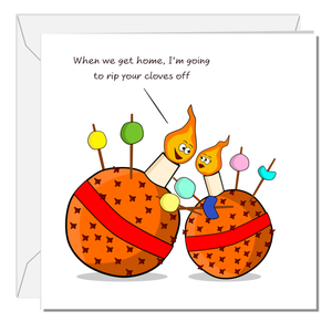 Funny Cheeky Christmas Card Boyfriend Girlfriend Husband Wife Rude Naughty Humorous Humor Clothes Off Joke Cartoon Fun Christingle