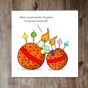 Funny Cheeky Christmas Card Boyfriend Girlfriend Husband Wife Rude Naughty Humorous Humor Clothes Off Joke Cartoon Fun Christingle