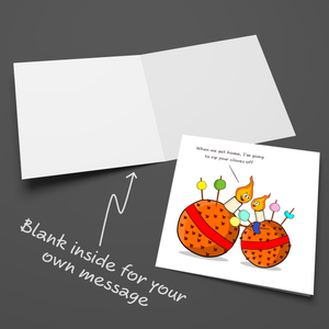 Funny Cheeky Christmas Card Boyfriend Girlfriend Husband Wife Rude Naughty Humorous Humor Clothes Off Joke Cartoon Fun Christingle