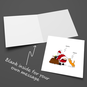 Funny Cat Christmas Card Santa Claus Claws Sack of Toys Cheeky Cute Humorous Cartoon Dad Father Son Daughter