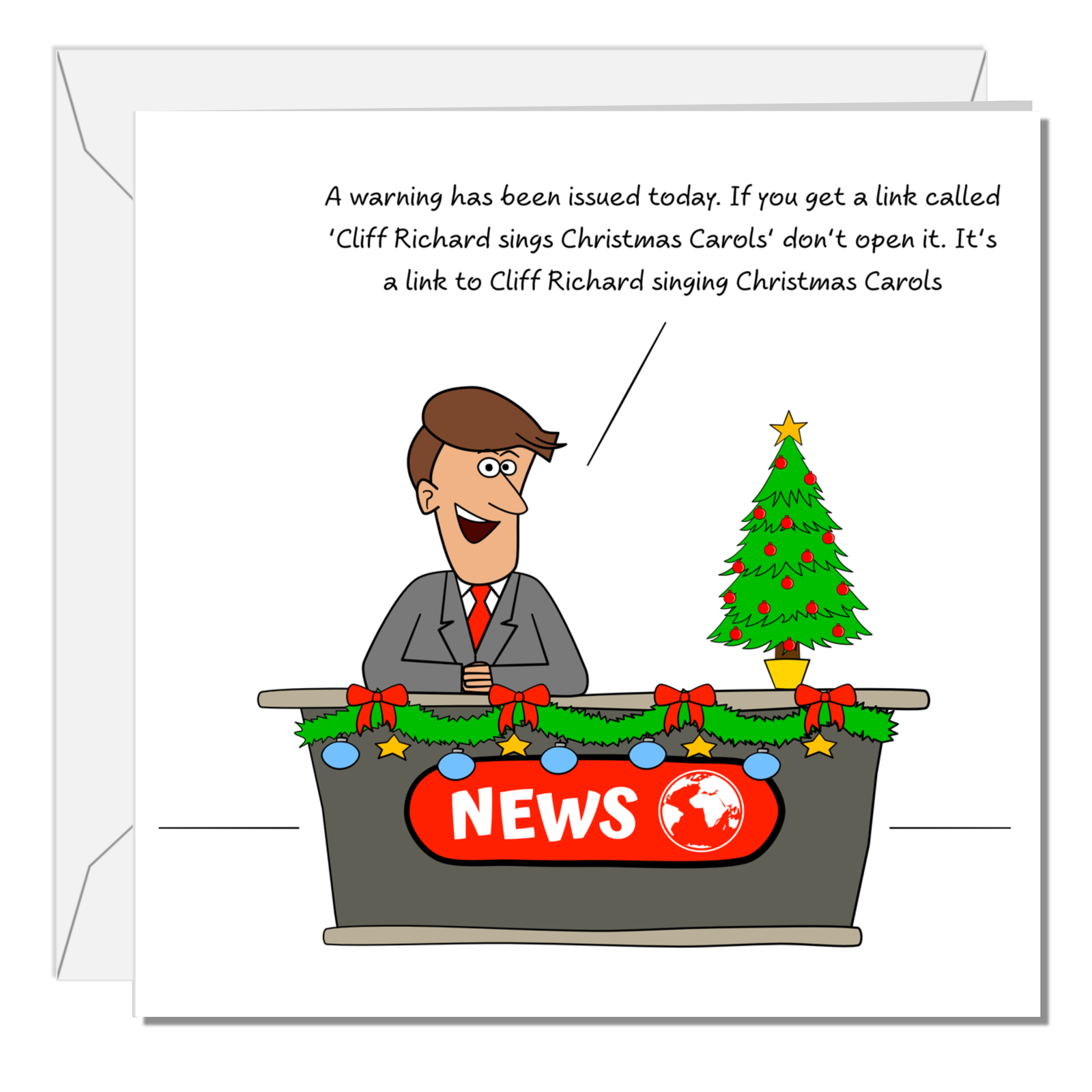 Funny Christmas Card for Dad, Mum, Grandma, Granny Grandpa, brother, sister, son, daughter. Cliff Richard Carols spam joke