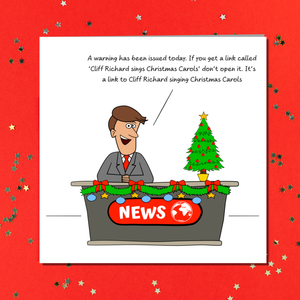 Funny Christmas Card for Dad, Mum, Grandma, Granny Grandpa, brother, sister, son, daughter. Cliff Richard Carols spam joke