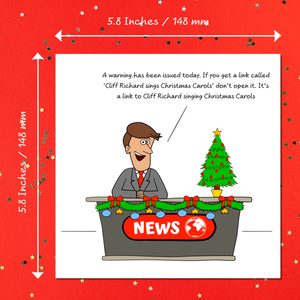 Funny Christmas Card for Dad, Mum, Grandma, Granny Grandpa, brother, sister, son, daughter. Cliff Richard Carols spam joke