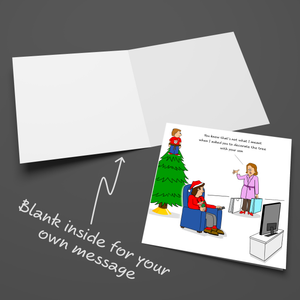 Funny Christmas Card for Dad Mum Husband Wife Parents Children Kids Toddler Teens Tree Decorate Humour