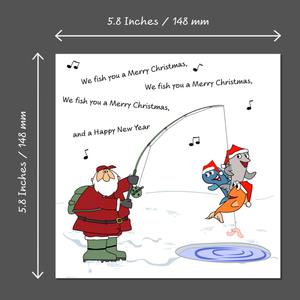 Fishing Christmas Card for Fisherman Dad Son Uncle Wish You Merry Christmas Funny Humour Cute Special Fish