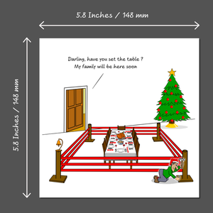Funny Family Christmas Card for Dad Mum Husband Wife Son Daughter Grandparents Family Lunch Turkey Argue
