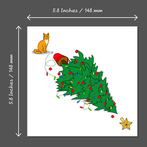 Funny Cat Christmas Card Friends Family Tree Baubles Grumpy Humour