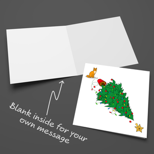 Funny Cat Christmas Card Friends Family Tree Baubles Grumpy Humour