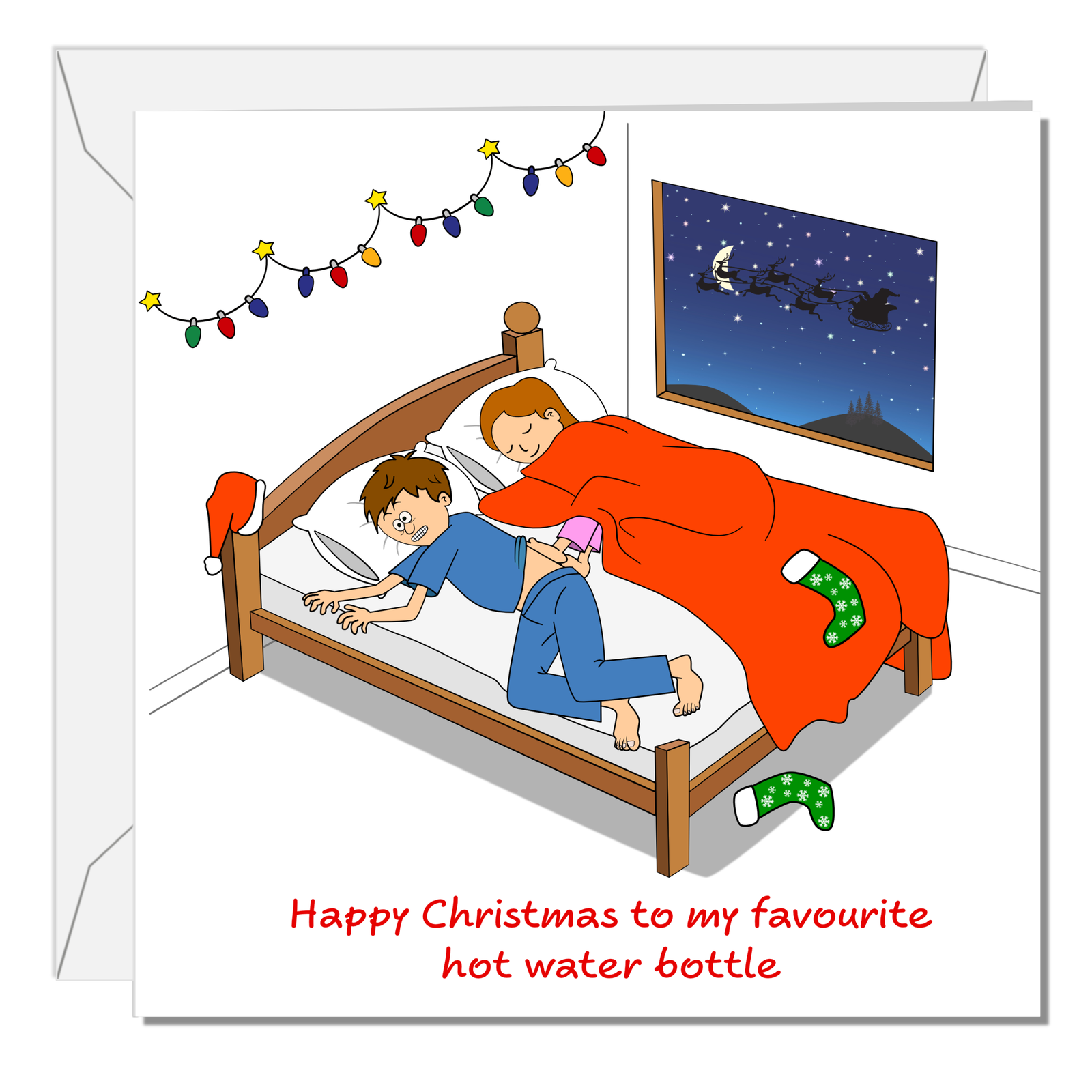 Funny Christmas Card for Boyfriend Husband Cute Cheeky Fun