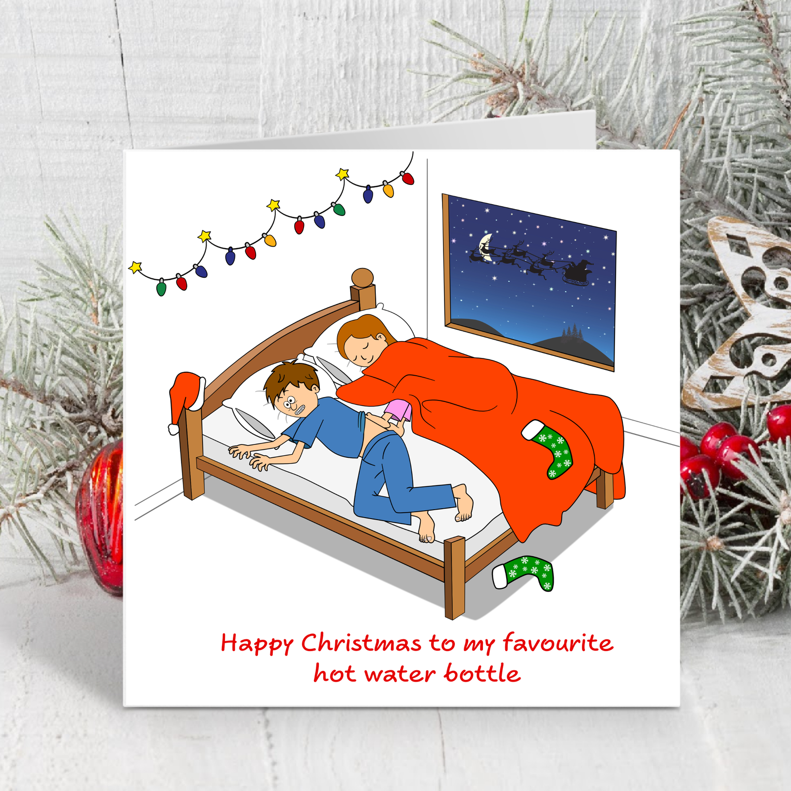 Funny Christmas Card for Boyfriend Husband Cute Cheeky Fun