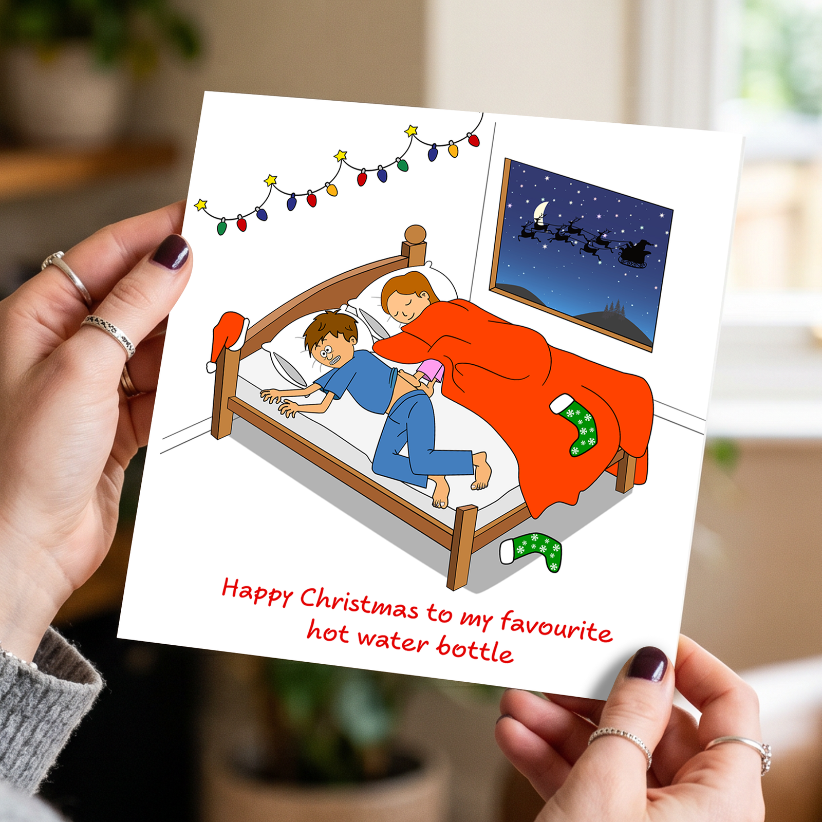 Funny Christmas Card for Boyfriend Husband Cute Cheeky Fun